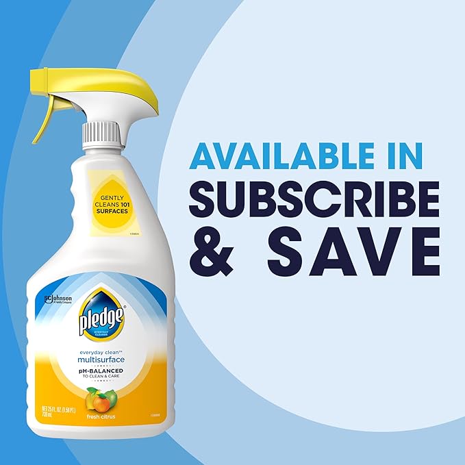 Pledge pH-Balanced Multisurface Cleaner Spray for Everyday Care,Fresh Citrus Scent,25oz,(Pack of 6)