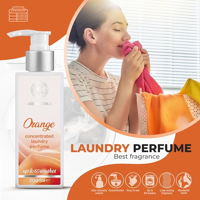 Concentrated Orange Laundry Scent Booster – 200 ml – Liquid Laundry Fragrance – Linen Freshener – Fresh Citrus Aroma for Washing and Home Use