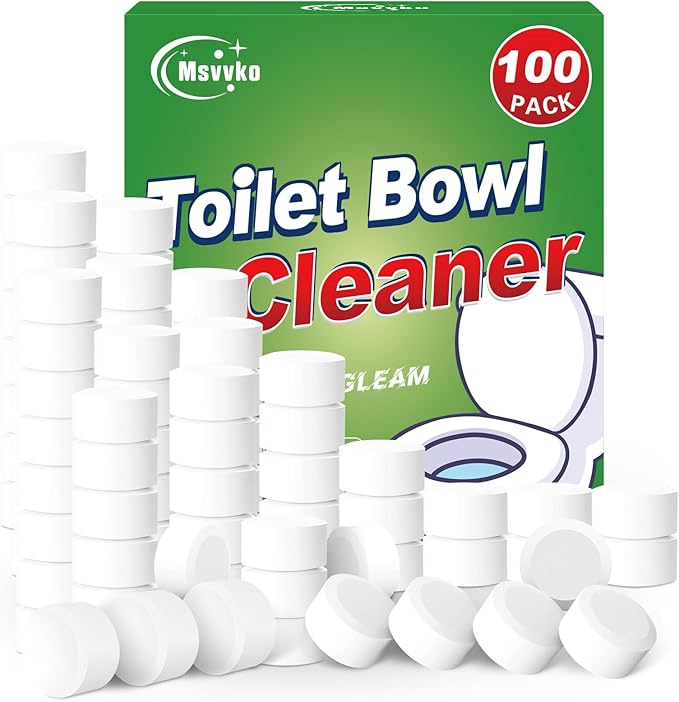 Toilet Bowl Cleaners, Bleach Tablets 100 PACK, Automatic Cleaner for Tank, Effectively Eliminate Limescale, Stains & Odor, Continuous Cleaning for Bathroom & Toilet