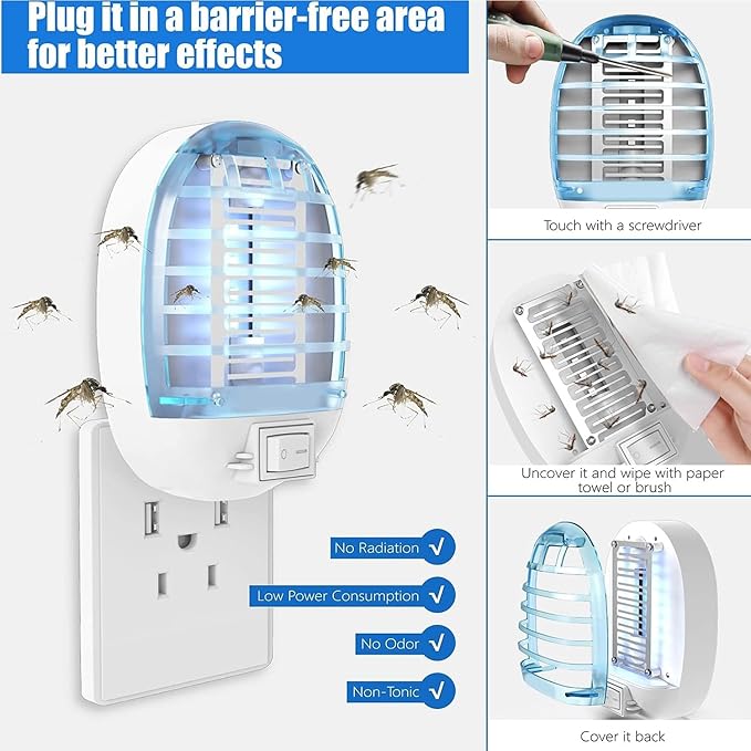 Indoor Bug Zappers, Fly Traps for Indoors, Insect Traps for Home Mosquito Killer for Kids & Pets, Home, Kitchen, Bedroom, Baby Room, Office (2 Packs)