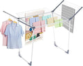 Clothes Drying Rack, Foldable Laundry Rack for Indoor Outdoor, 10pcs Sock Clips, Collapsible Space-Saving Drying Rack for Clothes Towels Dolls, White