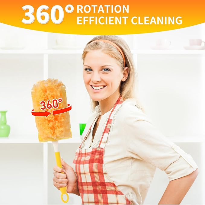 360° Heavy Duty Duster Refills for Swiffer Dusters, Multi-Surface Larger Size Duster with 4X Microfibers, Disposable Duster Refills Kit for Cleaning, Unscented, 18 Pack & 1 Handle