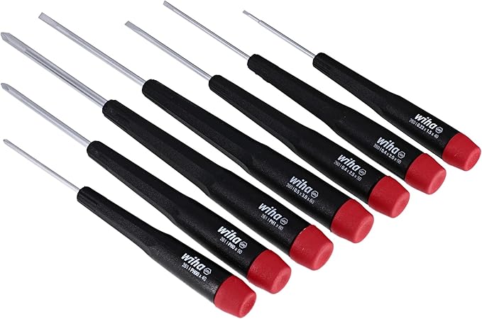 Wiha 26197 Precision Screwdriver Set, 7-Piece Mini Slotted & Phillips, PicoFinish Handles with Rotating Caps, Small Screwdrivers for Electronics & Fine Work