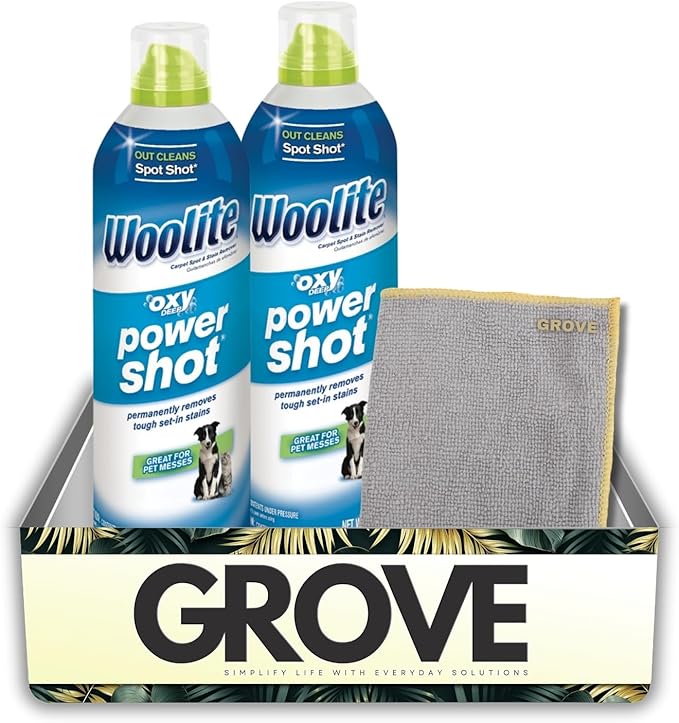 Woolite Oxy Deep Power Shot Fresh Scent Carpet Cleaner 14 oz Liquid Bundle with Microfiber Cloth – Removes Stains and Odors from Carpet and Upholstery – Gift Set (3 Items)
