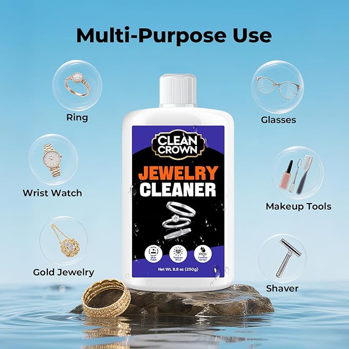 Silver Jewelry Cleaner (8.8 Oz), Silver Cleaner Jewelry Tarnish Remover, Sterling Silvers Polish Cleaners, Metal Polish for Chrome, Aluminium, Brass, Copper, Sterling Silvers and ‌Jewellery