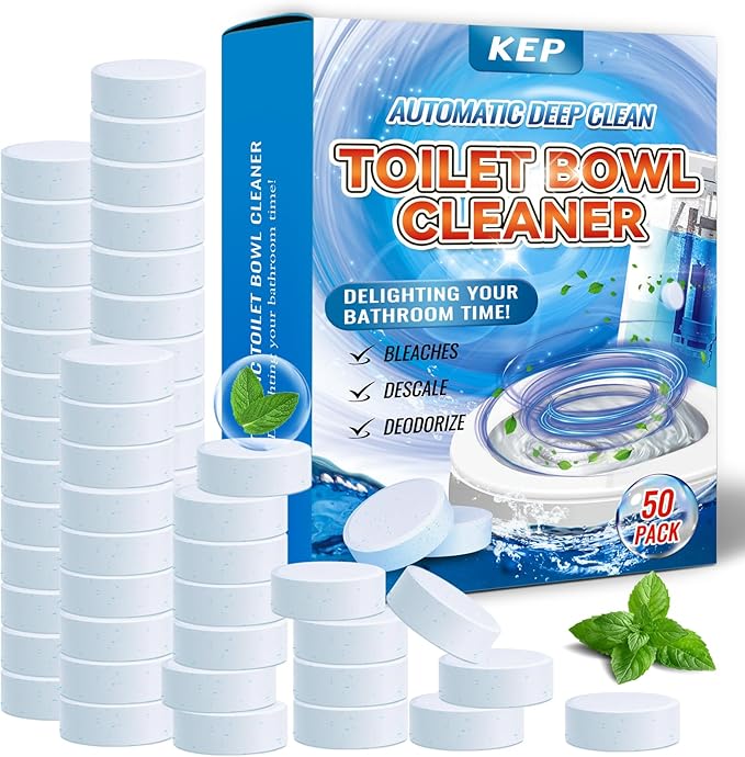Automatic Toilet Bowl Cleaner Tablets–Fresh Scent,Long-Lasting Clean–Safe for Tanks&Pipes Deodorizing and Descaling –Bathroom Cleaner Against Tough Stains Keeps Bowl Clean Between Washes-50 PACK-1111