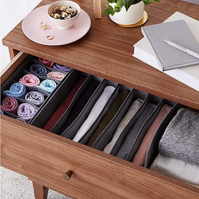 Dresser Drawer Organizer 8 Pack Clothes Underwear Sock Storage Pink Drawer Dividers Grey Foldable Closet Organizer Storage Box Dresser Drawer Organizers