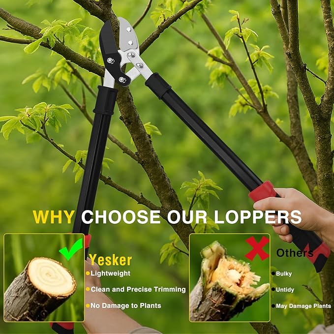 Yesker 29.5" Loppers Heavy Duty Tree Trimmer Sharp Anvil Blade Bypass Loppers up to 1.6 Inch Dia Cut Capacity Compound Action System Limb Branch Cutter Ideal for Tree Trimming Garden Maintenance