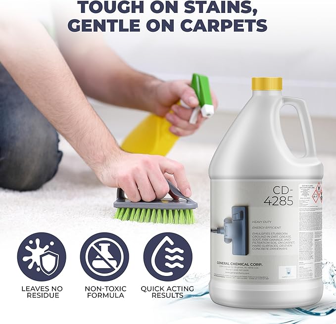 Heavy Duty Carpet Stain Remover CD 4285 - Carpet's Multi-Purpose and Powerful Liquid Solution, Though Cleaning Formula For Homeowners, Pet-owners, Offices and Many More - 1 Gallon Case