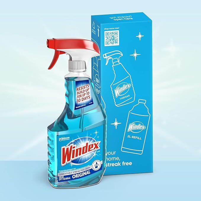 Windex Glass and Window Cleaner, Glass Routine Cleaning Bundle, Includes Original Blue 23oz Trigger Spray Bottle + 19oz Fast Shine Foam