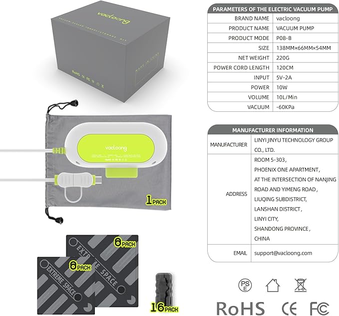 Vacuum Storage Bags for Travel with Portable Electric Pump, 16 Packs Vacuum Seal Bags for Clothing with High Pressure Pump, Compression Packing Space Saver, Portable Travel Bags for Luggage