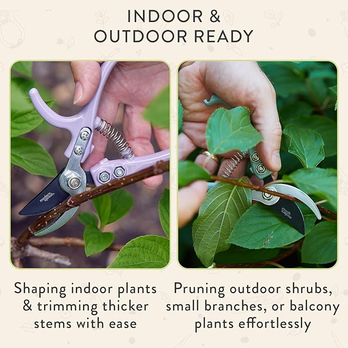 Modern Sprout Hand Pruners - Lightweight Pruning Shears W/Easy Lock- Gardening Scissors - Bypass Sharp Carbon Steel Blade - Rust Resistant - Garden Tools - Reusable Holster - Chartreuse