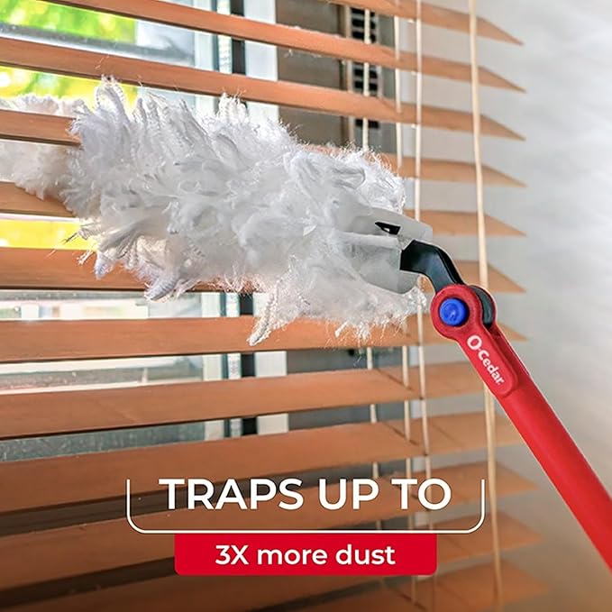 O-Cedar Flex & Catch Heavy Duty Dusting Kit with 15 Disposable Duster Refills | New & Improved Model | Extendable 3 Ft Handle with Stay-On Duster Hook | Traps 3X More Dust Than Feather Dusters