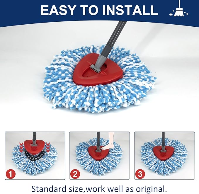 2 Pack Mop Head Replacement Compatiable with Oceda EasyWring,Mops Refill Replace Head for EasyWring Spin Mop 1 Tank Systerm - Microfiber, Easy to Replace,Deep Floor Cleaning and Machine Washable