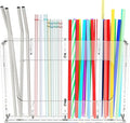 Acrylic Straw Holder for Cabinet Door & Wall – Kitchen Organizer Dispenser for Reusable Straws, Cupboard Storage Container for Drinking Straws & Small Accessories