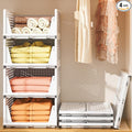 Neprock Stackable Plastic Storage Drawers for Closet Organizers and Storage,4 Pack Open Storage Bins Closet Shelf Clothes Organizer for Closet Wardrobe(4L)