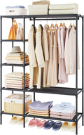 Dttwacoyh Portable Closets for Hanging Clothes, Clothing Rack with Shelves,Easy to Assembly,Suitable for Cloakroom,Bedroom,Living Room,etc.Black