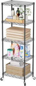 SINGAYE Shelf Closet Wire Shelving：Adjustable Metal Unit for Laundry Room Organization Bathroom Kitchen Home Storage with Wheels Small Pantry Rack Shelves