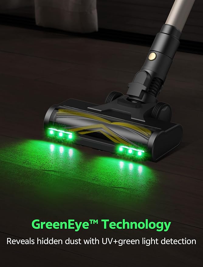 Ultenic Cordless Vacuum Cleaner, 600W 60KPA 65min Runtime, Stick Vacuum with Green Light, Self-Standing & 180° Lay-Flat, Anti-Tangled Brush, Vacuum Cleaners for Home/Hard Floor/Carpet/Pet Hair, U15