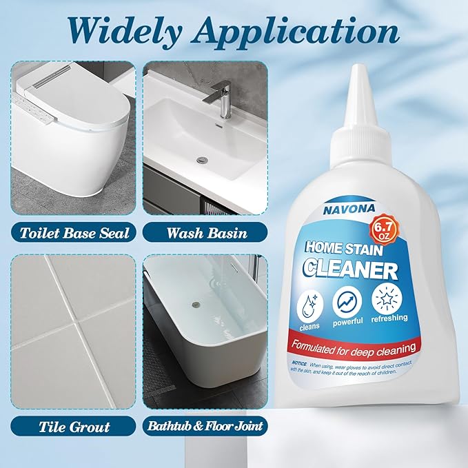 Navona 4 Pack Home Stain Cleaner Gel, Washing Machine Cleaner, Ideal for Shower Enclosures, Kitchen Sinks, Walls, Tiles and Bathroom Surfaces. Total 26.8 fl oz