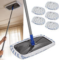 Masthome Extra Large Microfiber Mop for Floor Cleaning, 16“ Flat Mop with 5 Pad for Wet & Dry Use, Dust Mop for Hardwood Laminate Tile Ceramic, 1 Cleaning Scraper Included-Blue
