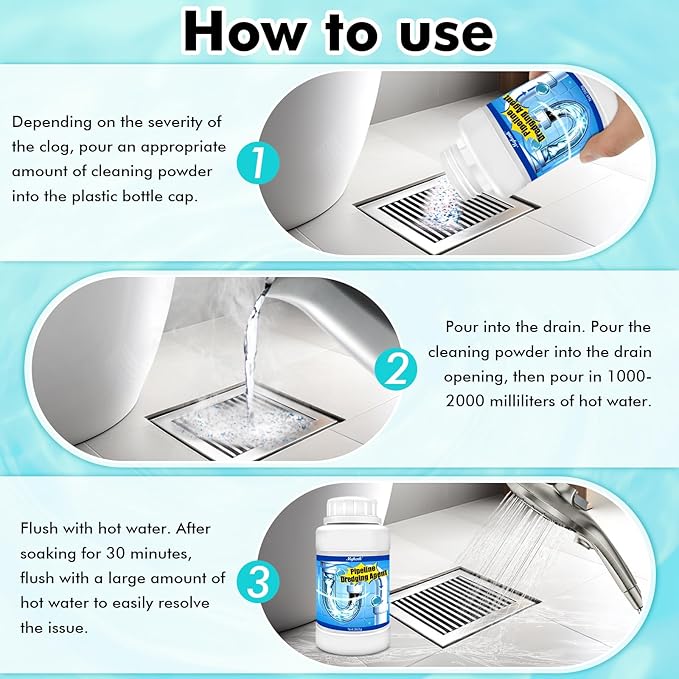 Powerful Pipe Dredging Agent,Drain Clog Remover,Kitchen Drain Cleaner for Unclogs Bathroom and Kitchen Sinks,Drains,Shower Pipes,Tubs & Toilets