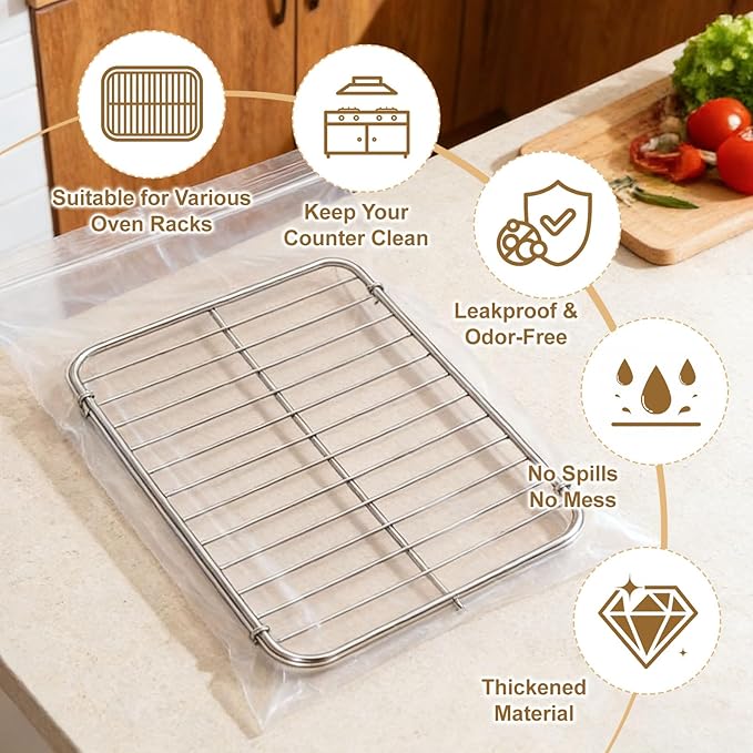 10 PCS No Scrub Oven Rack Cleaning Bags – Thickened Reusable Leak-Resistant PE Bags for Deep Soaking Grill Grates, Heavy-Duty Cleaning Bags for BBQ Grills,Metal Grates (19.6 × 27.5 in)