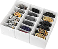 3 Packs Fabric Belt Organizer, 6 Grids Belt Organizer for Closet and Drawer, Foldable Dresser Drawer Organizers, Tie Holder -White