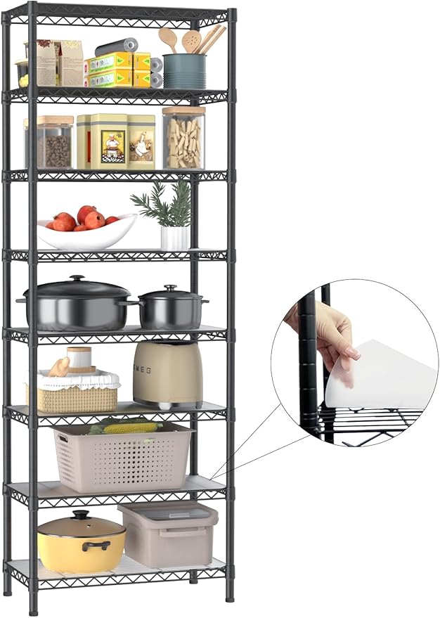 Golpart 8 Tier Adjustable Storage Shelves Heavy Duty Metal Shelf Wire Shelving Unit Organizer Rack for Home Kitchen Office Pantry Room Bathroom Shelving Organizers and Storage Laundry