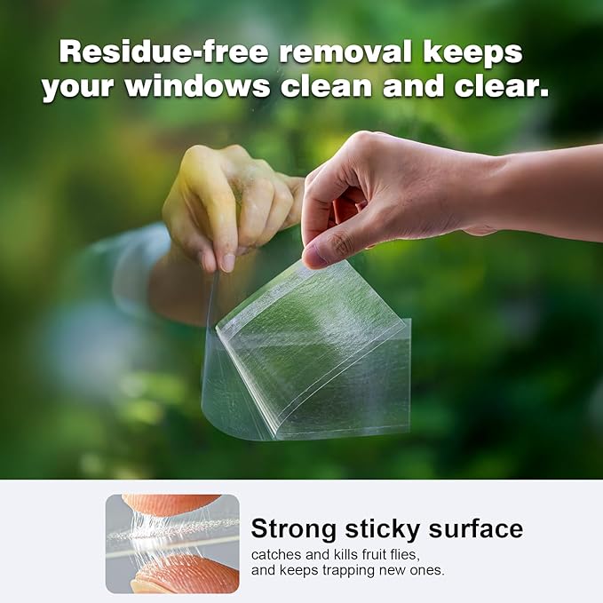 50 Pack Window Fly Traps Sticky Non-Toxic Clear Fly Paper Indoor for Home. No Mess Flies Window Sticky Traps Bug Flies Strips Indoors