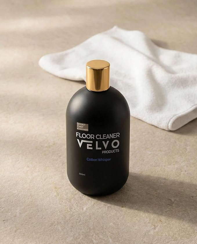 Velvo Scented Floor Cleaning Solution for Robot Mops – Compatible with Roborock, Dreame, Roomba – Low Foam 1:300 Concentrate, Multi-Surface Cleaner for Hardwood & Tile, 500ml (Cotton Whisper)