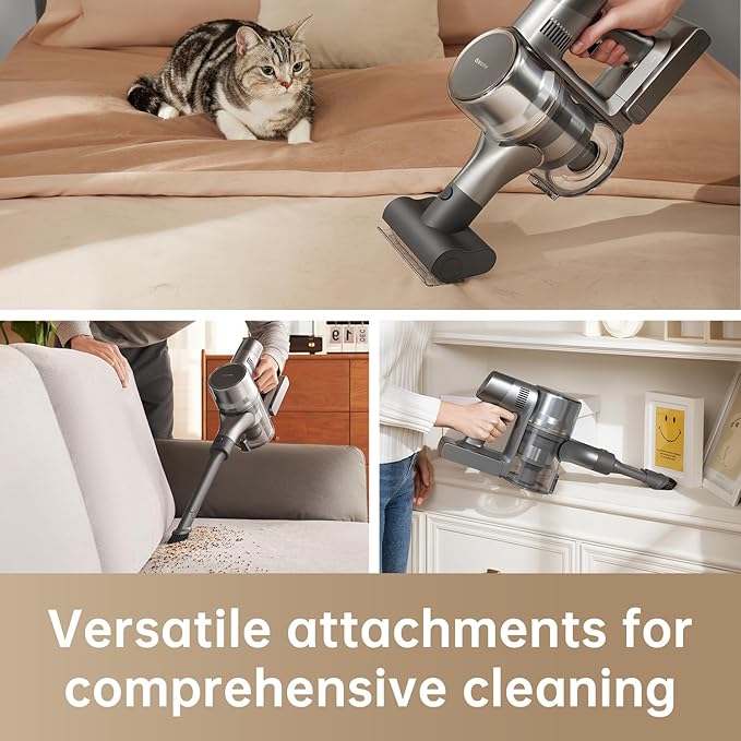 DREAME R20 Cordless Vacuum Cleaner with Dual Brush Head, Smart Stick Vacuum for Home, 190AW Powerful Suction, Up to 90 Mins, Blue Lights, Lightweight for Hard Floor, Carpet, Pet Hair