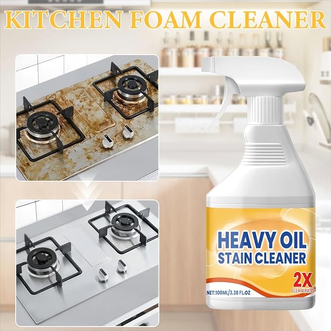 Kitchen Heavy Oil Cleaner - Heavy Duty Degreaser Cleaner Spray for Stubborn Oil Stains for Kitchen Surfaces All Purpose Cleaning