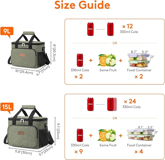 Lifewit Large Lunch Bag, Insulated Lunch Box, Soft Cooler Cooling Tote for Adult Men Women, Dark Green 24-Can (15L)
