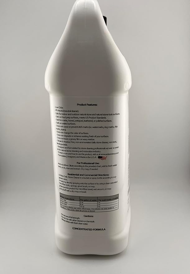 Marble and Granite Daily Stone Cleaner (Neutral Cleaner - Ph7) 1-Gallon Concentrate Formula - makes up to 32 gallons