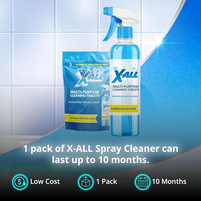 X-ALL Multi-Purpose Cleaning Tablets – Streak-Free Shine and Deep Cleaning Tablet for Home on All Surfaces, 5x Tablets Only