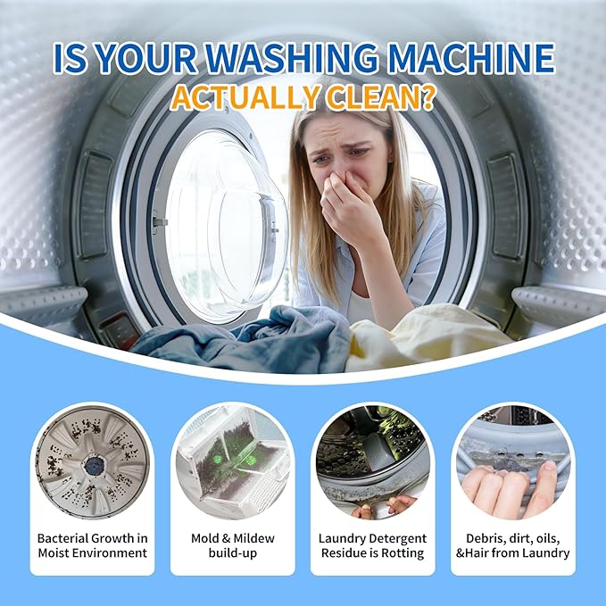 Ultra-Powerful Washing Machine Cleaner Tablets-24 Packs, Deep Cleaning Tablets for Front Loader,Top Load & HE Washers,Formulated for Pet Owners,1 Year Supply