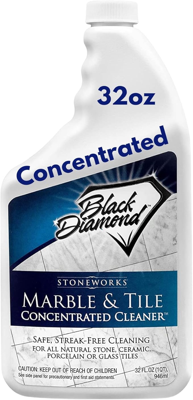 Black Diamond Stoneworks MARBLE & TILE FLOOR CLEANER. Great for Ceramic, Porcelain, Granite, Natural Stone, Vinyl and Brick. No-rinse Concentrate. (1-Quart)