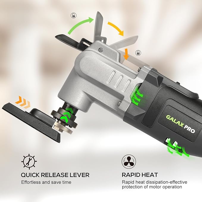 GALAX PRO Power Oscillating Tool, Cordless Oscillating Multi Tool 20V Lithium Ion with 2.0Ah Battery and Charger, 3pcs Blade and 10pcs Sanding Papers for Sanding, Grinding