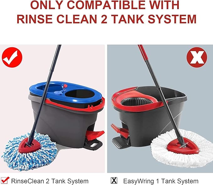 Spin Mop Head for Vileda/Cedar EasyWring Microfibre Spin Mop 2 Tank System - Rotating Triangle Mop Heads Refill Plastic Base Cover Replacement Accessories