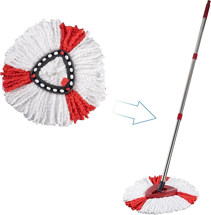 Matthew Cleaning 3Pack Red Microfiber Spin Mop Replacement Head Compatible with EasyWring Spin Mop Replace Head-EasyWring High Absorbency,Machine Washable,Microfiber Spin Mop Refills