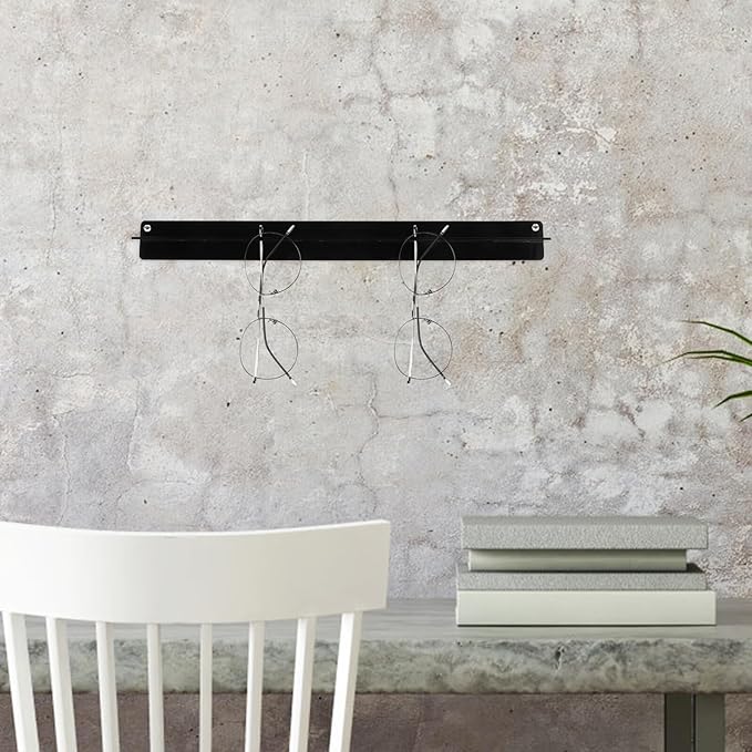 OSALADI Wall-Mounted Sunglasses Rack Acrylic Glasses Storage Organizer Black Space-Saving Eyewear Display for Home and Office