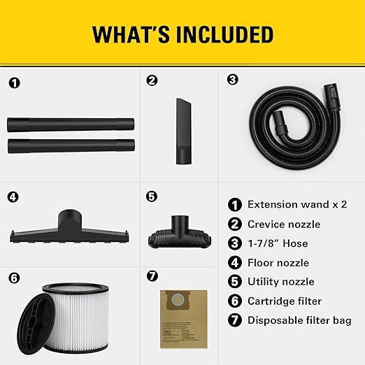 STANLEY 12 Gallon 5.5 Peak HP Wet/Dry Vacuum, 3 in 1 Shop Vacuum Blower,1-7/8"x6 Hose, Range for Garage, Carpet Clean, Workshop with Vacuum Attachments-SL18199P