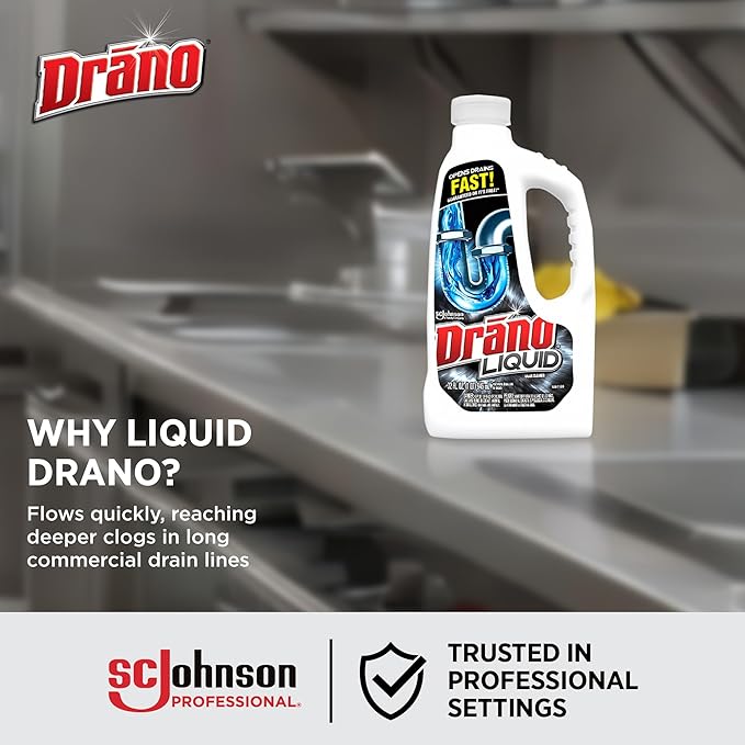 Drano Liquid Drain Clog Remover and Cleaner for Shower or Sink Drains Unclogs and Removes Hair Soap Scum Blockages, Multi, 32 Fl Oz (Pack of 12)