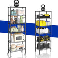 2 Pack Rolling 6-Tier Storage Shelves with Wheels, Heavy Duty Wire Shelving Rack Capacity 750 lbs, 14" D x 24" W x 71" H Adjustable Metal Shelving for Garage, Closet, Kitchen