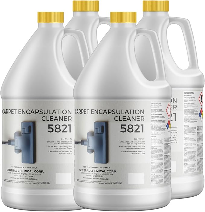 Carpet Encapsulation Cleaner 5821 - Rug Shampoo for Upholstery, Rugs, & Wool - Fast Drying, Nature Conscious Cleaning - Professional Grade Carpet Solution - Case of 4 (1 Gallon)