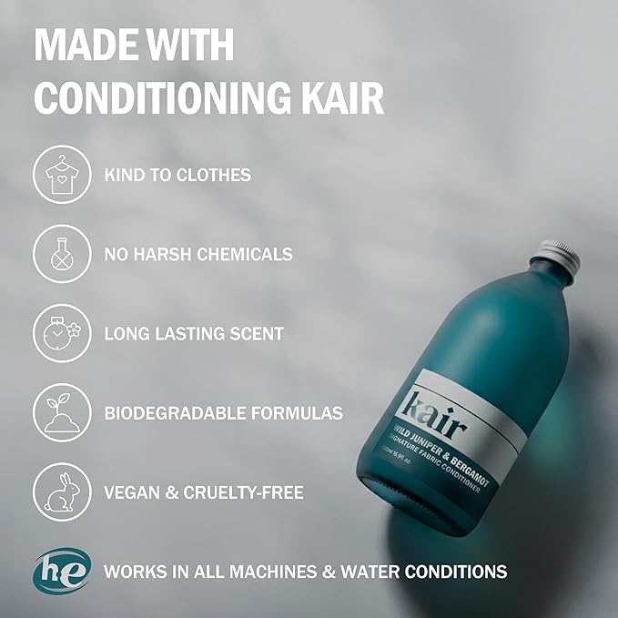 Kair Signature Fabric Conditioner - Wild Juniper & Bergamot | Plant-Based Fabric Softener, 16.9 Fl Oz, Vegan, Cruelty-Free, Biodegradable, Anti-Static Softens & Protects Fibers