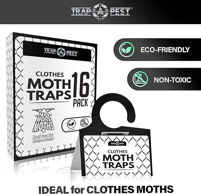 Clothing Moth Traps 16 Pack - Non Toxic Moth Traps for Clothes with Pheromone Attractant - Closet Moth Traps Odorless Sticky Traps for Closet, Carpets - Trap a Pest