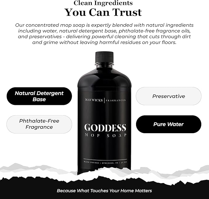 Fragrances - Luxury Mop Soap (Goddess) 32 Oz – Goddess Scented Floor Cleaner for Mopping – Pet Safe, Best Smelling Mop Detergent for All Surfaces