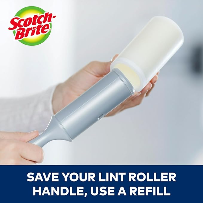 Scotch-Brite Extreme Clean Heavy Duty Lint Roller, Advanced Lint Removers for Larger Debris, Extra Sticky Lint Roller for Clothes, Pet Hair, Furniture, Cars, Offices, and More, 48 Sheets, 6 Pack